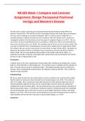 NR 603 Week 1 Compare and Contrast Assignment: Benign Paroxysmal Positional Vertigo and Meniere’s Disease Latest 2022/2023