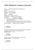 CRST 290 Quiz 2,(4 Different Versions) Liberty University/CRST 290 Quiz 2, Liberty University, 100% Verified Answer, Secure High Grade.