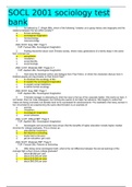 SOCL 2001|SOCIALOGY TEST BANK|CHAPTERS 1 - CHAPTER 18 (latest) GRADE A Answers 100% CORRECT