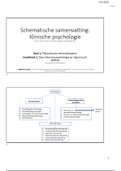 Klinische psychologie theorieën en psychopathologie van Henk T. van der Molen, Ellin Simon, Jacques van Lankveld (red.), derde druk: schematische samenvatting hoofdstuk 1 t/m 10 (deeltentamen 1)