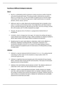 Functions of different biological molecules