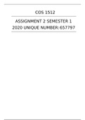 COS1512 Assignment 2 Semester 1 2020 Final: University of South Africa(download to get help to score A)