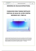 MEMORIA DE CÁLCULO ESTRUCTURAL FUNDACION PARA TANQUE METALICO VERTICAL DE AGUA DE LA RED CONTRA INCENDIO CAP. 1’800 m3