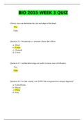 BIO 2015 WEEK 3 QUIZ / BIO2015 WEEK 3 QUIZ (LATEST, 2020): SOUTH UNIVERSITY (GRADED A) |100% CORRECT