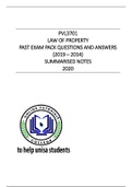 PVL3701 EXAM PACK ANSWERS (2019 - 2014) AND 2020 BRIEF NOTES