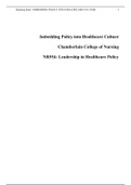 NR-554 Week 5 DQ (with Peer Response): Imbedding Policy Into Healthcare Culture{100%}