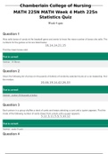 Chamberlain College of Nursing  MATH 225N MATH Week 4 Math 225N Statistics Quiz {RATED BEST]