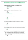 TEAS 6 SCIENCE: Scientific Reasoning Practice TEAS Questions (Latest Update,2020 Rated A)