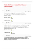 NURS 6501/NURS 6501N Week 6 Quiz 6 Advanced Pathophysiology, Latest Verified answers, Already graded A answers, 4 Versions