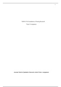 NURS 3150 Week 4 Assignment / NURS3150 Week 4 Assignment : Qualitative Journal Club Assignment : Foundations of Nursing Research (Latest Assignment Download to Score A)