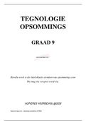 Tegnologie opsommings (Graad 9)