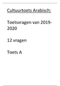 Cultuur toets Arabisch A 2019-2020