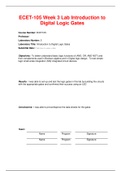 ECET-105 Week 3 Lab Introduction to Digital Logic Gates (VERSION 2) With Latest Updated Solutions 