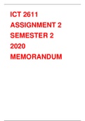 ICT2611 ASSIGNMENT 2 SEMESTER 2 2020 MEMORANDUM