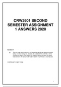 CRW2601 SECOND SEMESTER ASSIGNMENT 1 ANSWERS 2020.