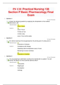 PN 138|Practical Nursing 138 PRN1356 Section P Basic Pharmacology Final Exam With Complete Solutions