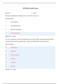 MN566 Unit 10 Final Exam Question (latest 2022/2023): 1 The practical application of findings from a set of studies is known as: Question options: critical analysis. data implementation. guideline development. research utilization. Question 2 It is always