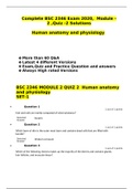  BSC 2346,  Module -2 , Quiz -2 Exam 2020, Solutions,(5 versions),  BSC 2346: Human anatomy and physiology, Rasmussen College  (A grade)