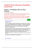 MATH 221 Week 2 Discussion: Probabilities in Real World| LATEST VERIFIED RESULTS