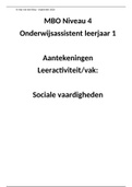 Aantekeningen Sociale vaardigheden leerjaar 1 Onderwijsassistent