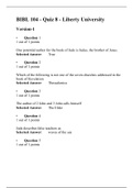 BIBL 104 Quiz 8, (Latest 3 versions),Question Answers, BIBL 104 SURVEY OF OLD AND NEW TESTAMENT, Liberty University.