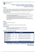 NR704 Concepts in Population Health Outcomes Secondary Prevention Screening Calculations Guidelines and Worksheet