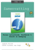 Samenvatting: Pulsar natuurkunde: Hoofdstuk 4; Kracht en beweging (VWO 4)