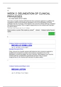 HSM 542 Health Rights and Responsibilities Week 2 Discussion 1  Delineation of Clinical Privileges 4 all Correct Answers Graded A