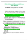 NR511 / NR 511: Differential Diagnosis & Primary Care Practicum Week 2 Quiz Review Q & A (Fall 2020) Chamberlain College Of Nursing 