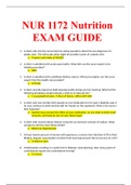 NUR1172 / NUR 1172 Nutrition EXAM GUIDE LATEST 