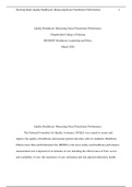 NR506NP Quality Healthcare: Measuring Nurse Practitioner Performance Chamberlain College of Nursing NR506NP: Healthcare Leadership and Policy