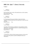 BIBL 104 QUIZ - 7 EXAM (3 VERSIONS), Correct Question Answers, BIBL 104: SURVEY OF OLD AND NEW TESTAMENT.LIBERTY UNIVERSITY, (100% Verified Answers)