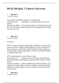 BUSI 240 QUIZ - 7 EXAM (7 VERSIONS), Correct Question Answers, BUSI 240:ORGANIZATIONAL BEHAVIOR,LIBERTY UNIVERSITY, (100% Verified Answers)