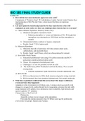 BIO 181 FINAL STUDY GUIDE, Latest complete guide (fall 2019/2020)