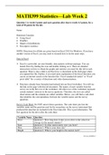 MATH 399N WEEK 2 iLab,MATH 399N WEEK 4 iLab, MATH399N WEEK 6 iLab (New2020): STATISTICS FOR DECISION MAKING: CHAMBERLAIN COLLEGE OF NURSING