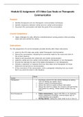 NUR 2356 Module 02 Assignment- ATI Video Case Study on Therapeutic Communication