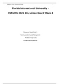NURSING 3821 Discussion Board Week 4 Nursing Leadership and Management
