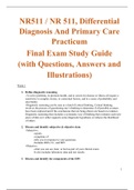 NR511 / NR 511, Differential Diagnosis And Primary Care Practicum Final Exam Study Guide (with Questions, Answers and Illustrations)