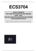 ECS3704  PAST EXAM PACK ANSWERS (2020 - 2014) & 2020 BRIEF NOTES