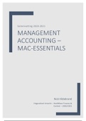 Management Accounting / MAC-Essentials - Samenvatting H. 2 t/m 10, 12, 15 t/m 18