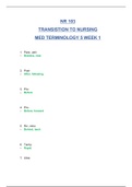 NR 103 TRANSISTION TO NURSING MED TERMINOLOGY 2 WEEK 1