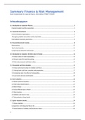 Summary Finance & Risk management