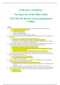 NUR 2214 / NUR2214:  Nursing Care of the Older Adult  TEST BANK Review (Latest) Rasmussen College