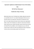 Chamberlain College of Nursing - NR 704 Week 3 Discussion 1: Appropriate Application of Epidemiological Terms in Determining Risk_Already_graded_A_