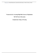 Chamberlain College of Nursing-NR 704 Week 4 Discussion 1: Frameworks for Assessing High Risk Factors in Populations-Already_Graded_A_100%_Correct