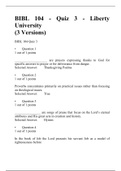 BIBL 104 Quiz -3 (3 Versions) BIBL 104 SURVEY OF OLD AND NEW TESTAMENT, Liberty University