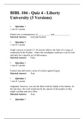 BIBL 104 Quiz -4  ( 3 Versions) BIBL 104 SURVEY OF OLD AND NEW TESTAMENT, Liberty University