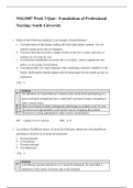 NSG 3007 Week 3 Quiz, Week 1 Quiz,  NSG 3007 Final Exam, NSG3007 Test Bank (300 Plus Q & A, Chapter 1 to 16), Verified Correct Answers. Foundations of Professional Nursing South University  2