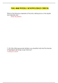 NSG4068 WEEK 1,2,3,4,5 KNOWLEDGE CHECK QUIZ / NSG 4068 WEEK 1,2,3,4,5 KNOWLEDGE CHECK QUIZ: GRADED A | 100% CORRECT |SOUTH UNIVERSITY	