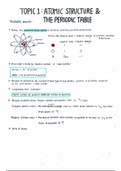 Unit 1 AS Chemsitry: Atomic Structure & The Periodic Table - A* student notes